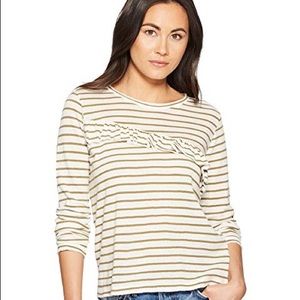 NWT Lucky Brand Stripe Asymmetrical Ruffle Top